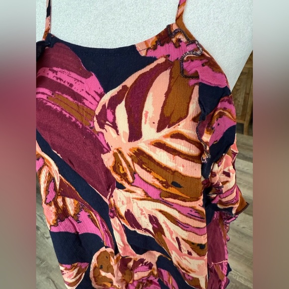 Mossimo Supply Co Floral Sheer Spaghetti Strap Tank Cami Crop Top Jrs Sz S - Picture 2 of 5